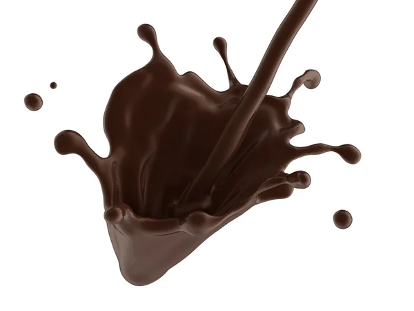 Heiße dunkle Schokolade oder Kaffee dynamischer Spritzer isoliert auf weiß — Stockfoto