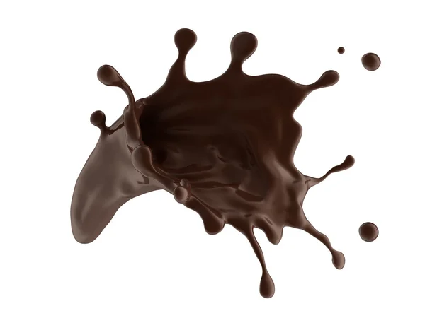 Cioccolata fondente calda o caffè spruzzi dinamici isolati su bianco — Foto Stock