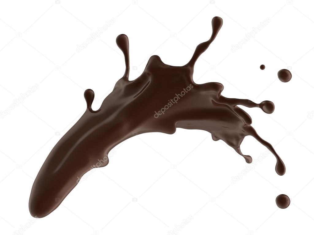 Hot dark chocolate or coffee dynamic splash isolated on white