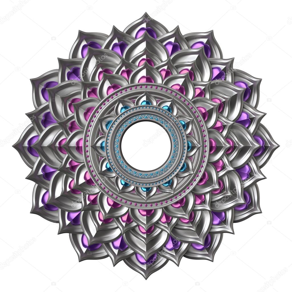 3d abstract chakra element isolated on white, esoteric symbol