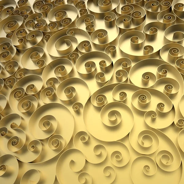 3d abstract golden curly background — Stock Photo, Image