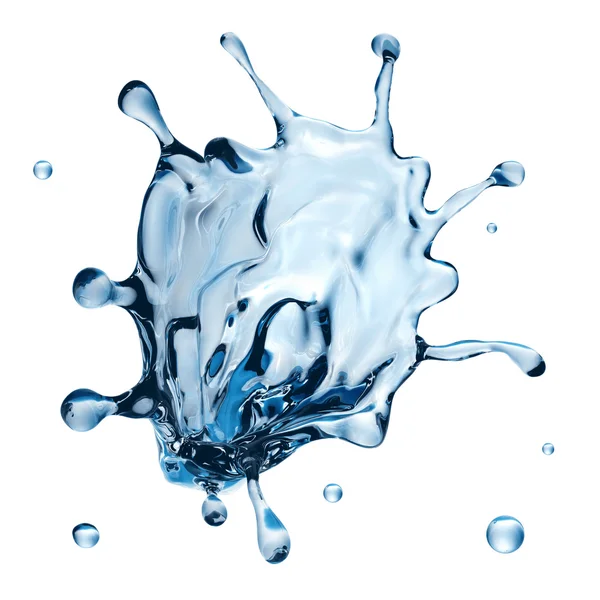 3d water splash illustration, liquid splashing isolated on white — Stock Photo, Image