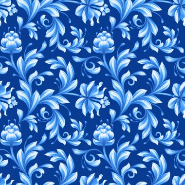 soyut çiçek seamless modeli, halk flowe ile arka plan