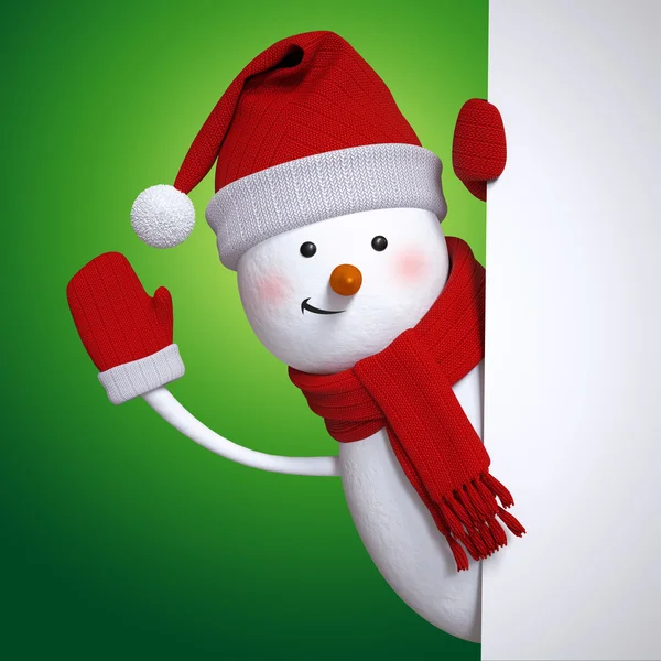 Snowman waving hand — Stock Photo, Image