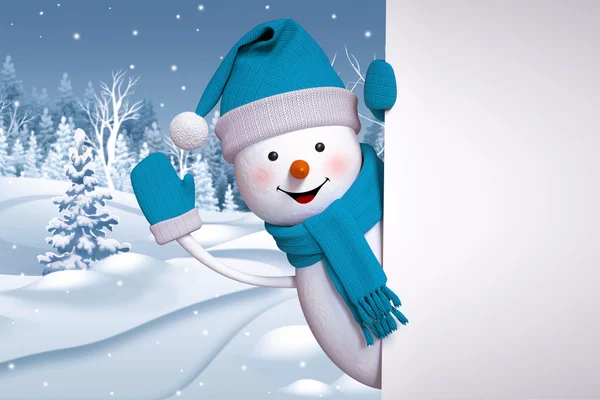 Desenho animado boneco de neve feliz — Fotografia de Stock