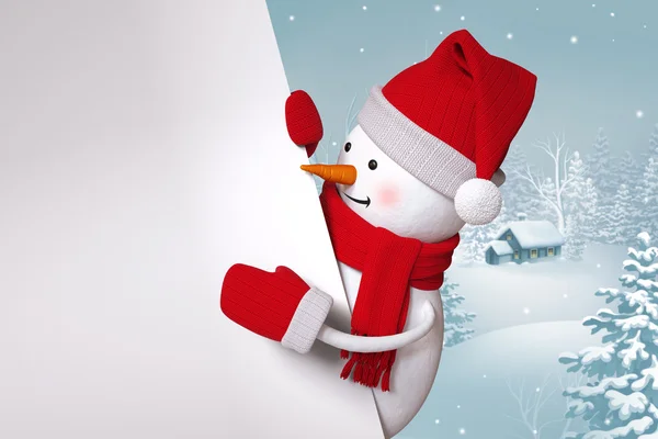 Cartoon happy snowman — Stock Photo, Image