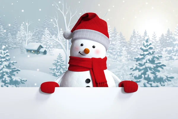 Kreslený šťastný sněhulák — Stock fotografie