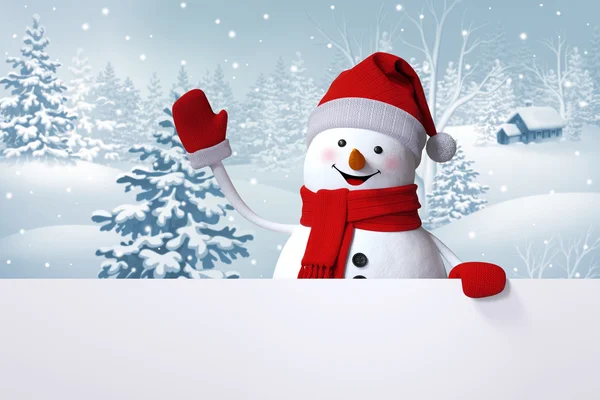 Cartoon happy snowman — Stock Photo, Image