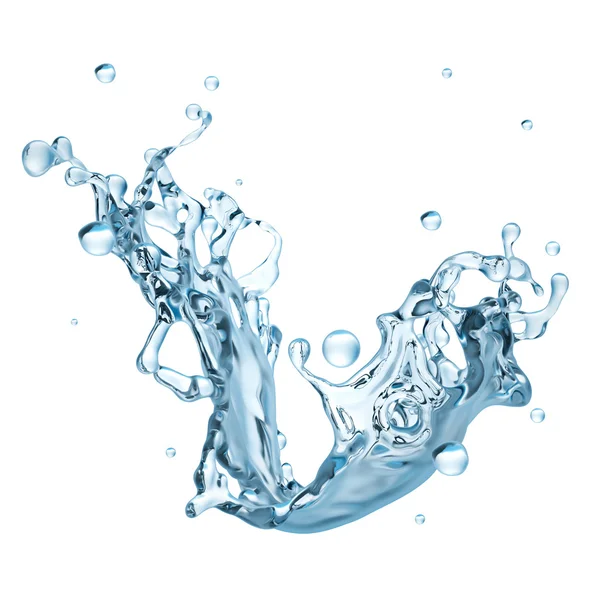 3d água abstrata salpicando clip art, design líquido isolado ele — Fotografia de Stock