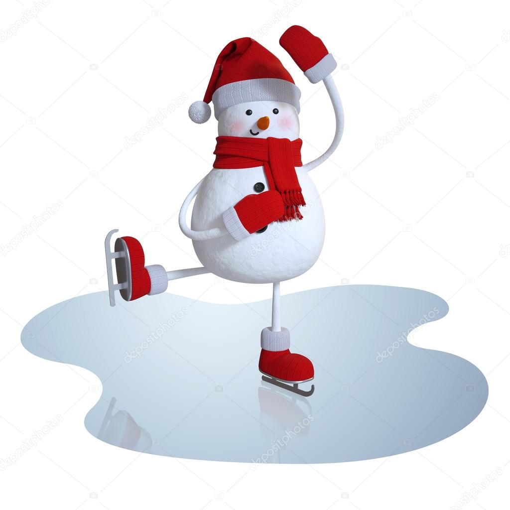 cute snowman figure skating