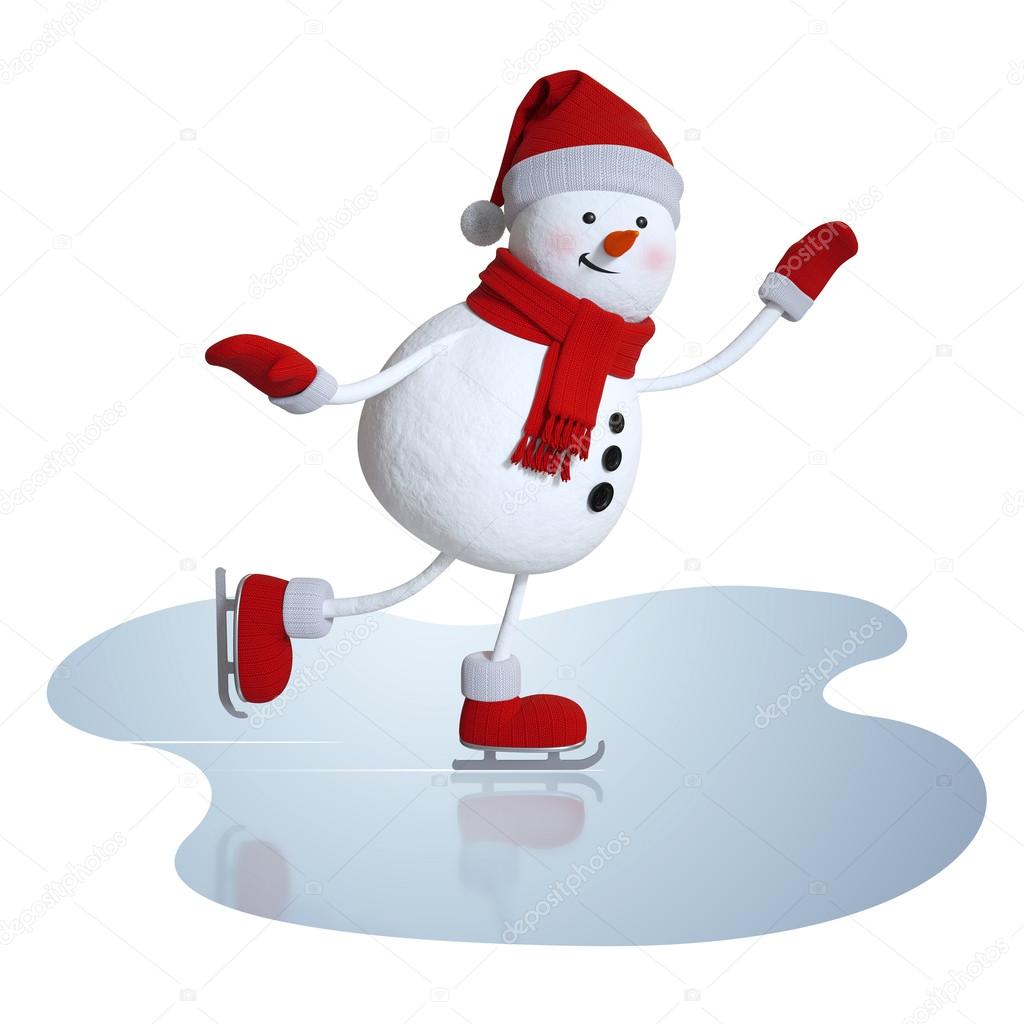 cute snowman figure skating