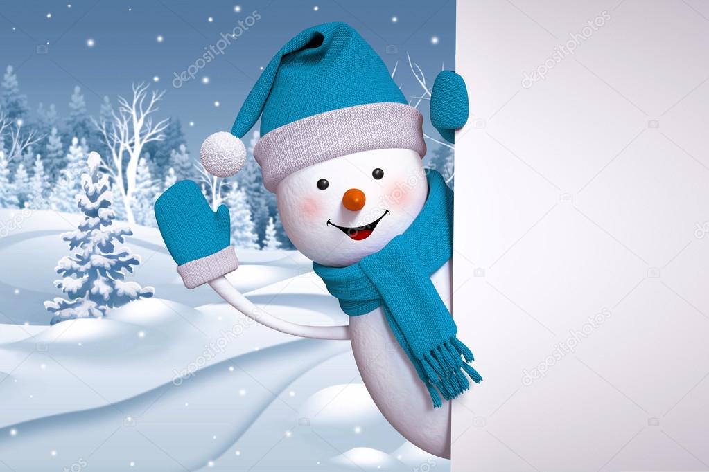 cartoon happy snowman