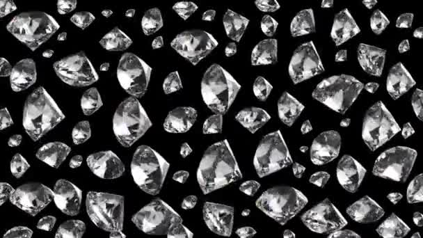 Cristales 3d diamantes y brillantes — Vídeos de Stock