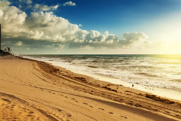 Solnedgång på stranden — Stockfoto