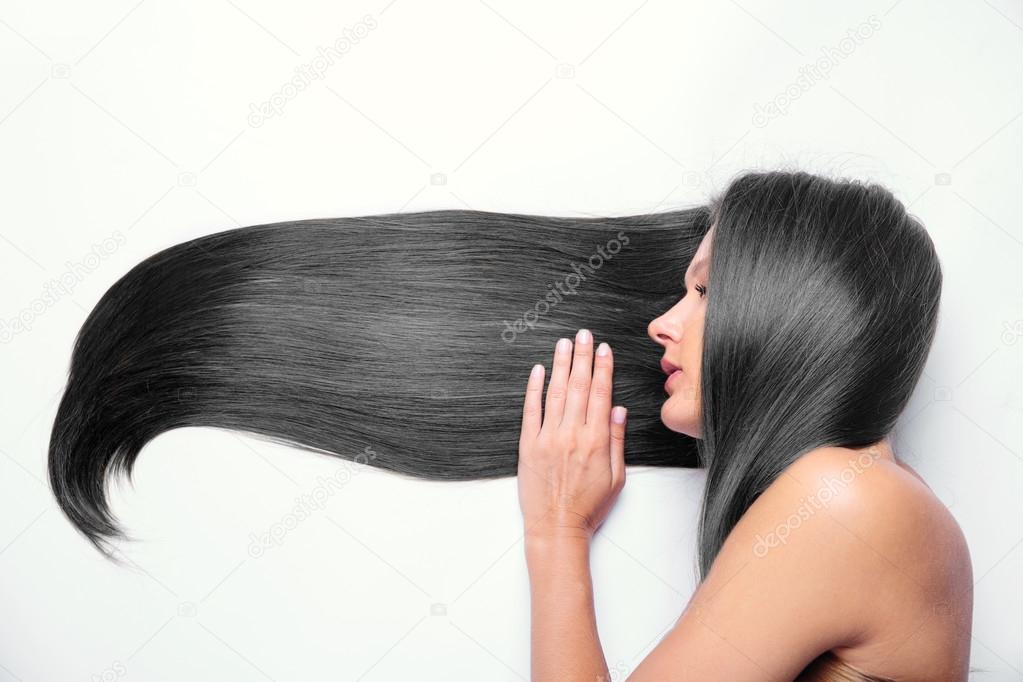Woman with long black hair