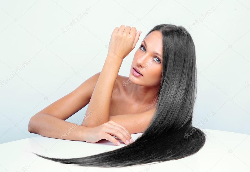 Woman with long black hair