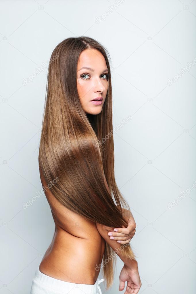 young woman with elegant long hair
