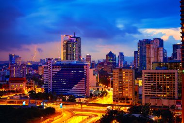 akşam cityscape Kuala Lumpur, Malezya