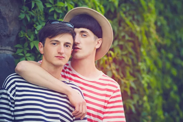 Portrait of young male couple — Stock Photo, Image