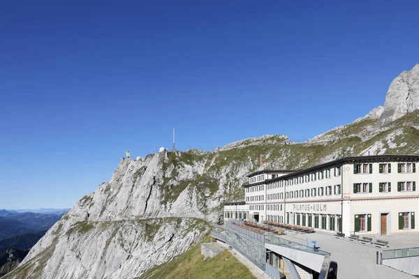 Hotel Pilatus Kulm Szczycie Góry Pilatus Lucerna Szwajcaria — Zdjęcie stockowe