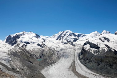 Dufourspitze Dağı ve Grenzgletscher Buzulu ile Monte Rosa, İsviçre 2020 