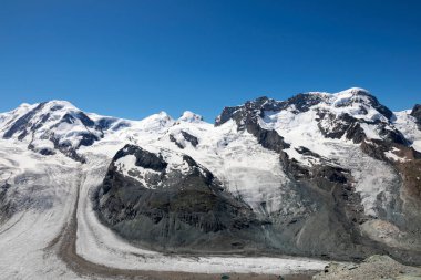 Dufourspitze Dağı ve Grenzgletscher Buzulu ile Monte Rosa, İsviçre 2020 