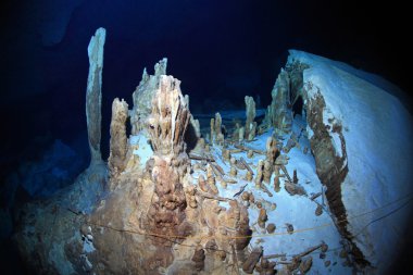 Stalagmites of cenote underwater cave clipart