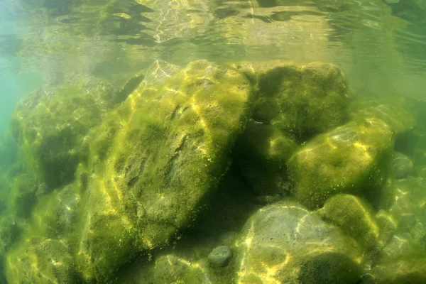 Fondo roccioso del lago d'acqua dolce — Foto Stock