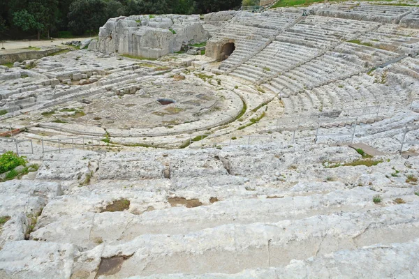 Den Antika Grekiska Teatern Syrakusa Sicilien Som Går Tillbaka 2500 — Stockfoto