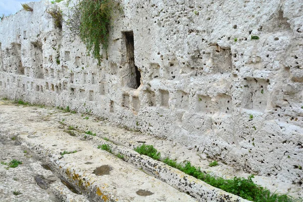 Den Antika Grekiska Gatan För Döda Eller Sepulchral Street Syrakusa — Stockfoto