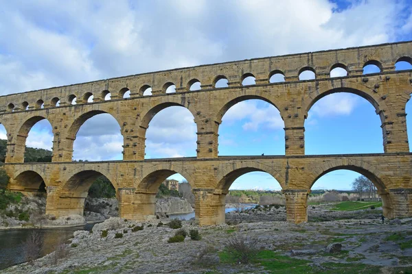 Antiguo Puente Romano Del Acueducto Viaducto Gard Más Alto Todos — Foto de Stock