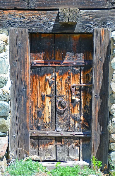 Old Door Mountain Chalet Swiss Alps — Stock Photo, Image