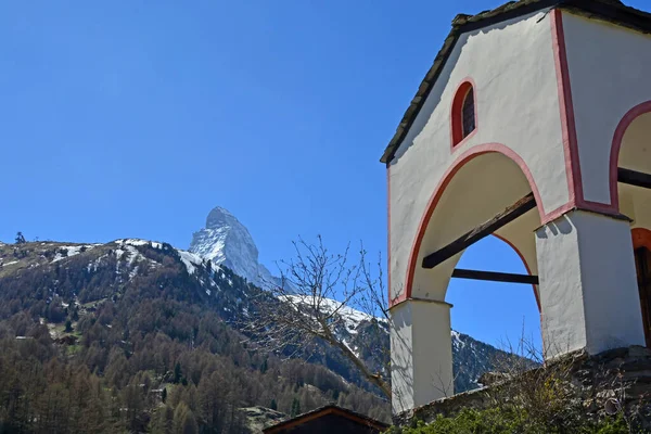 Mountain Chapel Matterhorn Swiss Alps Zermatt — Stock Photo, Image