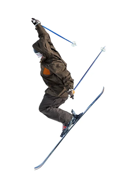 Ski Jumper in brown clothing — Stock Photo, Image