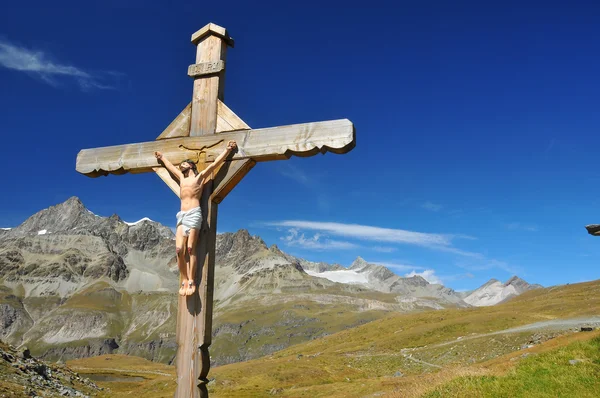 Croix avec Jésus Christ crucifié — Photo