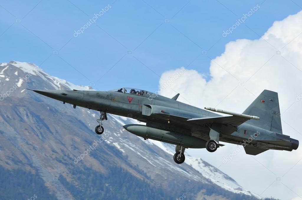 Fighter aircraft in the mountains
