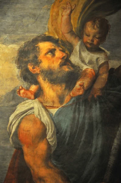 Oil painting by Tintoretto of Saint Christopher — Stock Photo, Image