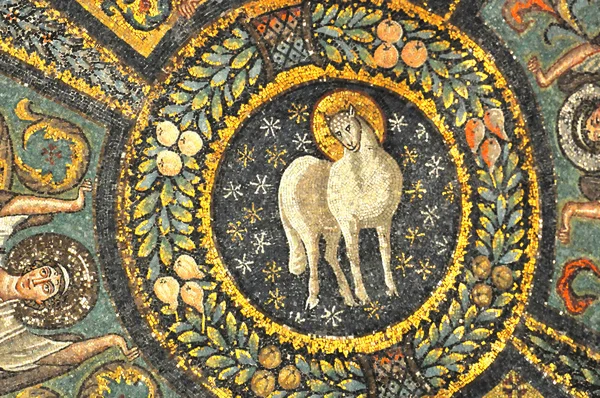 Mozaiky Beránek Boží v nebi — Stock fotografie