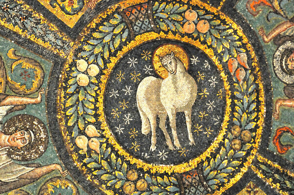 mosaics of the lamb of god in heaven