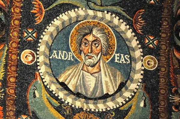 Візантійський мозаїка портрет святого апостола Андрія — стокове фото