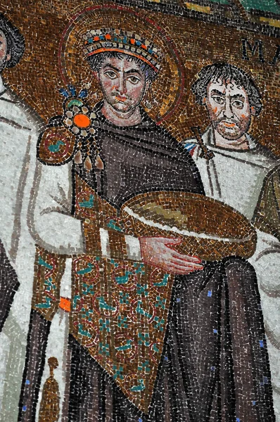 Empereur Justinien, ancienne mosaïque byzantine — Photo