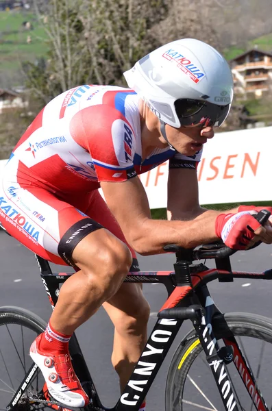 Profesional cyclist on Tour de Romandie 2013 — Zdjęcie stockowe