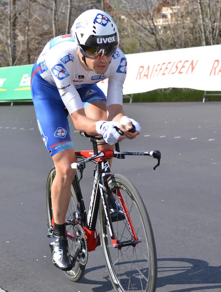 Ciclista profesional en el Tour de Romandie 2013 — Foto de Stock