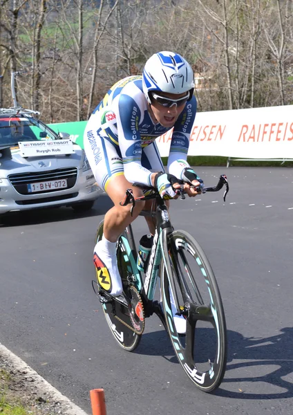 Ciclista profesional en Romandie 2013 — Foto de Stock