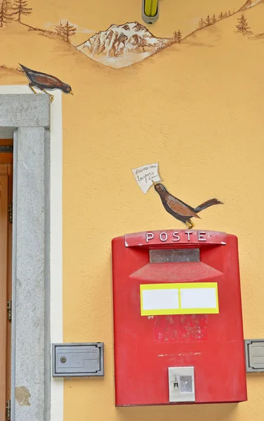 Blackbird on a real post box — Stock Photo, Image