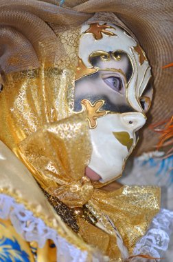 Karnaval maskesi ve kostüm altın