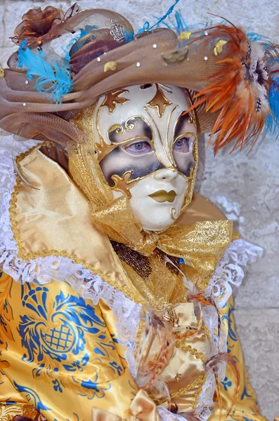 Sorgliga inför karnevalen maskerad kostym — Stockfoto