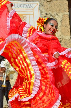 Mexican dancing girl in red