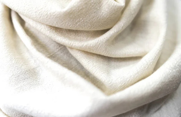 White Beige Towel Texture Closeup Natural Cashmere Scarf Light Texture — Stock Photo, Image