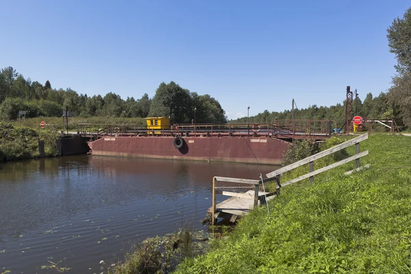 Belozersk Região Vologda Rússia Agosto 2015 Ponte Balanço Canal Belozyorsk — Fotografia de Stock